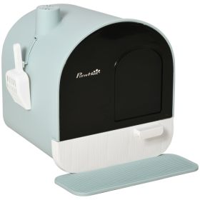 Fully Enclosed Cat Litter Box with Lid & Drawer Design, Covered Litter Box Anti-Leakage, Anti-Splashing, for Indoor Cats from Kitten to Adult, w (Option: Green-475x455x460 mm)
