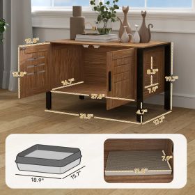 PawHut Cat Litter Box Enclosure With Tall Legs, Scratching Board, Dark Brown, (Option: Dark Brown)