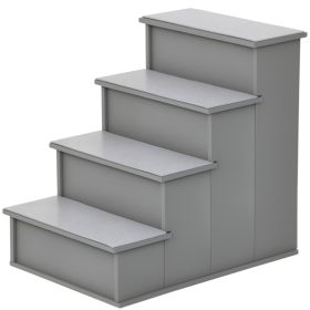 Pet Stairs, Small Dog Steps for Couch Bed with Cushioned Removable Covering, 15.75" x 23.25" x 21.25", Grey (Option: Grey-620x460x110 mm)