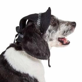 Pet Life 'Sea Spot Sun' Uv Protectant Adjustable Fashion Mesh Brimmed Dog Hat Cap (Color: black, size: large)