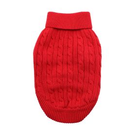 Dog Cable Knit 100% Cotton Sweater - Fiery Red (Option: X-Large)