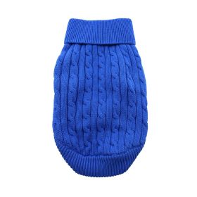Dog Cable Knit 100% Cotton Sweater - Riverside Blue (Option: 3X-Large)